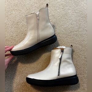 Naturalizer Ivory Leather Ankle Boots